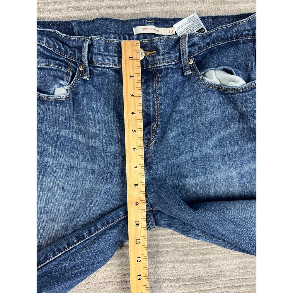 Levi's Jeans Women 10 Blue 505 Straight Mid Rise Stretch WaterLess Denim - Picture 4 of 10